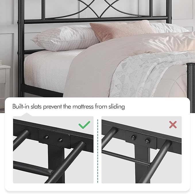 Yaheetech Twin Size Bed Frame Metal Platform Bed with Curved Design Headboard Footboard/No Box Spring Needed/Mattress Foundation/Heavy-Duty Support/Easy Assembly/Black