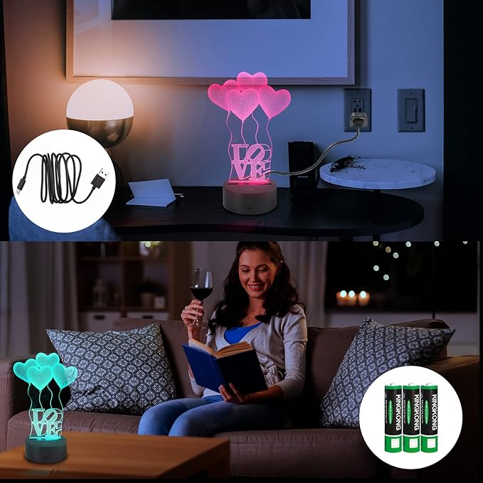 AZIMOM Headphone Headset 3D Illusion Lamp 16Color Night Light,Smart Touch Sensor & Remote Control Bedside Lamps Home Decoration Kids Boys Girls Women Birthday Gifts