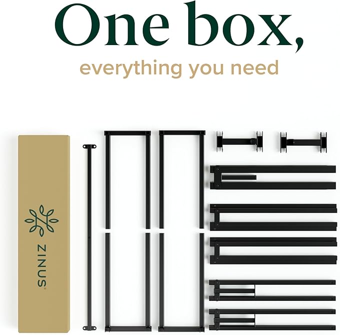 Zinus Joseph 10 Inch Platform Bed Frame, Wood Slat Support, No Box Spring Needed, Eco Friendly WonderBox(TM) Packaging, Easy Assembly, Black, Queen