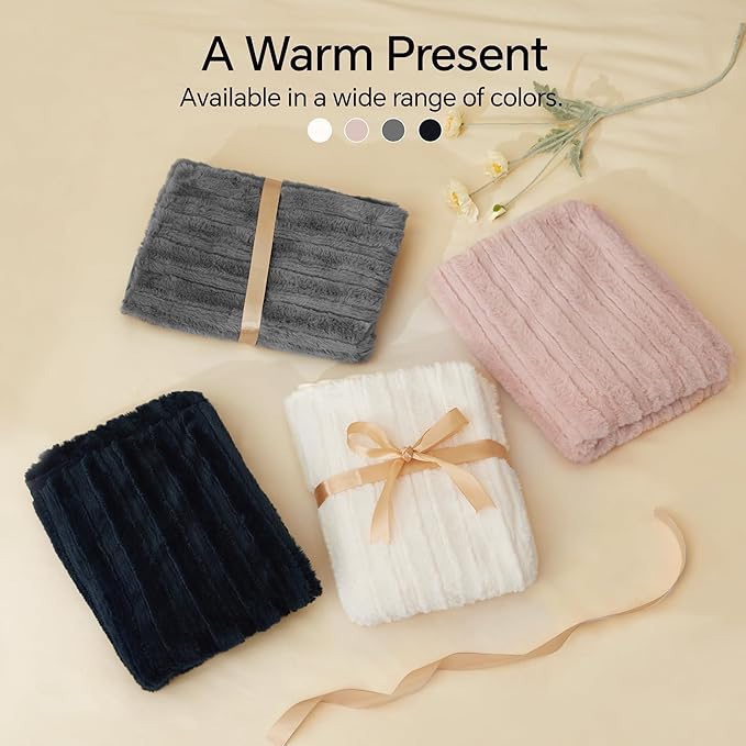 BEDELITE Fleece Queen Comforter Set -Super Soft & Warm Fluffy Grey Faux Fur Bedding, Luxury Fuzzy Heavy Bed Set for Winter with 2 Pillow Cases