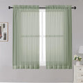 OWENIE Sheer Curtains Sage Green, 45" Long, Light Filtering for Small Window, 2 Panels, Cafe Style