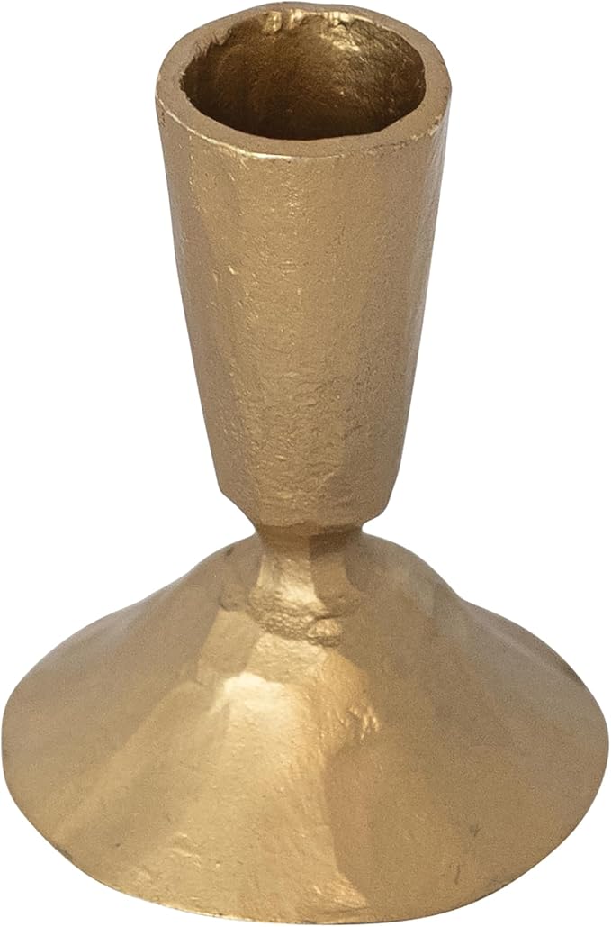 Creative Co-Op Antique Hand-Forged Cast Metal Taper Holder, Gold