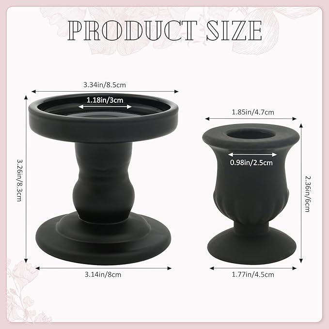 Black Unity Candle Holder - Glass Candle Holders for Pillar Candles Taper Candles, Glass Candlestick Holders Set of 3, Decorative Clear Glass Candlestick Holder for Wedding Church Centerpiece