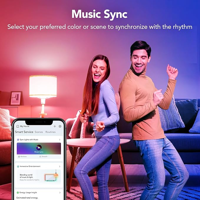 OREiN Matter Smart Light Bulb, Smart Light Bulbs with Remote Control Work with Apple Home, Alexa, Google Home, SmartThings, Color Changing Light Bulbs 2.4Ghz WiFi, 800 Lumens Equivalent 60W 2Pack