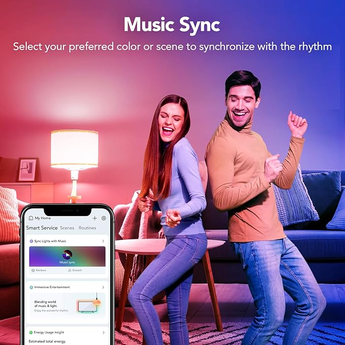 OREiN Matter Smart Light Bulb, Smart Light Bulbs with Remote Control Work with Apple Home, Alexa, Google Home, SmartThings, Color Changing Light Bulbs 2.4Ghz WiFi, 800 Lumens Equivalent 60W 4Pack