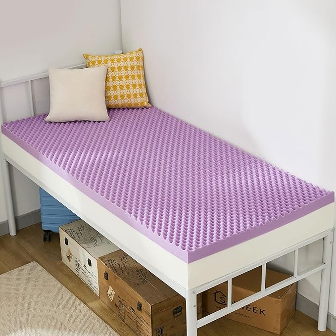 SINWEEK 3 Inch Egg Crate Memory Foam Mattress Topper Twin XL, Twin Extra Long Mattress Pads for College Dorm Single Bed, Pressure Relieve CertiPUR-US Certified,39x80 Inches