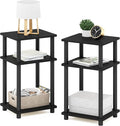 Furinno Just 3-Tier Turn-N-Tube End Table / Side Table / Night Stand / Bedside Table with Plastic Poles, 2-Pack, Americano/Black