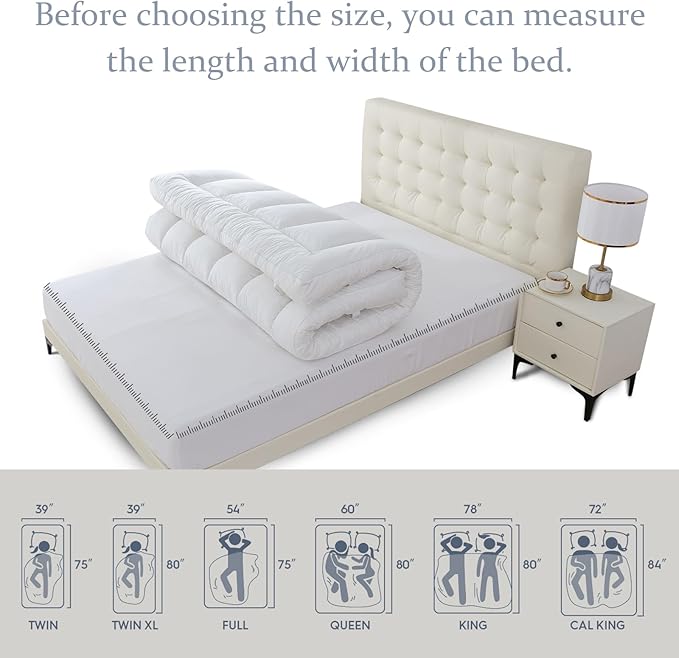 WhatsBedding 5 Inch Memory Foam Mattress Topper Queen for Pressure Relief, 100% Cotton Cover, Comfort Supportive Pillow Top Mattress Topper, 2000GSM Fluffy Shredded Memory Foam Filled