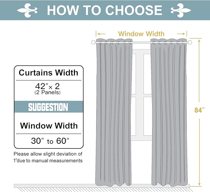 ChrisDowa 100% Blackout Curtains for Bedroom with Black Liner, 2 Thick Layers Total Blackout Thermal Insulated Grommet Window Curtains 2 Panels Set (Navy Blue, 42 x 84 Inch)