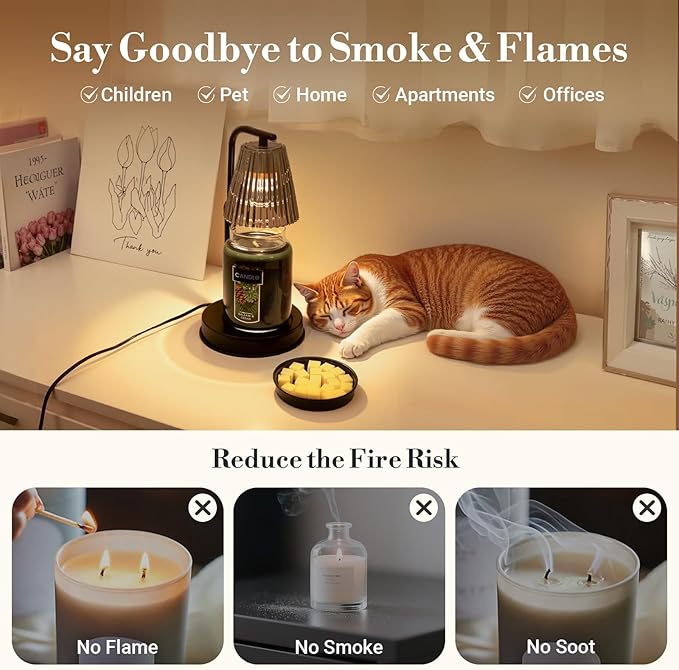 Marycele Candle Warmer Lamp with Timer for Yankee Candles, Black Wax Warmer with Dish for Wax Melts, House Warming Gifts for New Home Decor, Christmas Birthday Thanksgiving Gifts for Mom Women Men