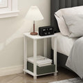 Furinno Simplistic Night Stand, 2-Tier Small Nightstand with Open Shelf, Toolless Assembly Bedside Table, End Table, Side Table, for Bedroom, Living Room, White