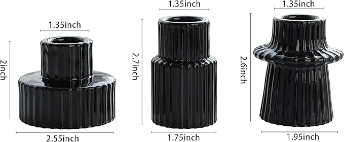 Vixdonos Taper Glass Candlestick Holders Tealight Candle Holders for Table Centerpieces, Wedding Decor and Dinner Party (3 Pcs, Black)