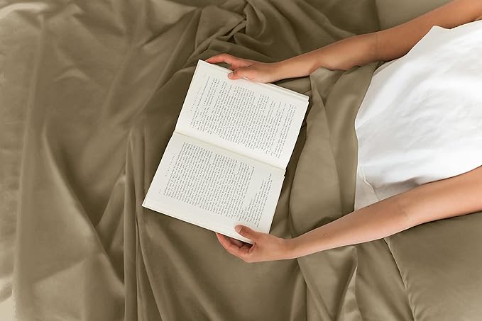 Full 6 Piece Sheet Set - Comfy Breathable & Cooling - Ultra Soft Hotel Luxury Bedding Set with 8-16 Inch Deep Pockets - 1 Flat & 1 Fitted Sheet & 4 Pillowcases - Cozy, Wrinkle Free & Easy Care - Khaki
