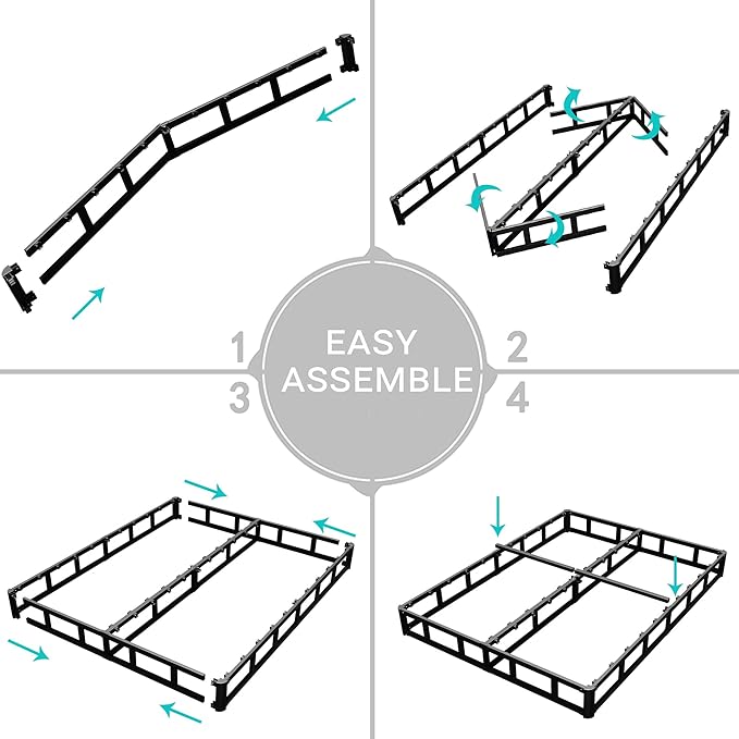 Full Box Spring - 4 Inch High Profile Box Spring for Full Bed, Sturdy Metal Frame Mattress Foundation, Easy Assembly, Quiet & Noise-Free