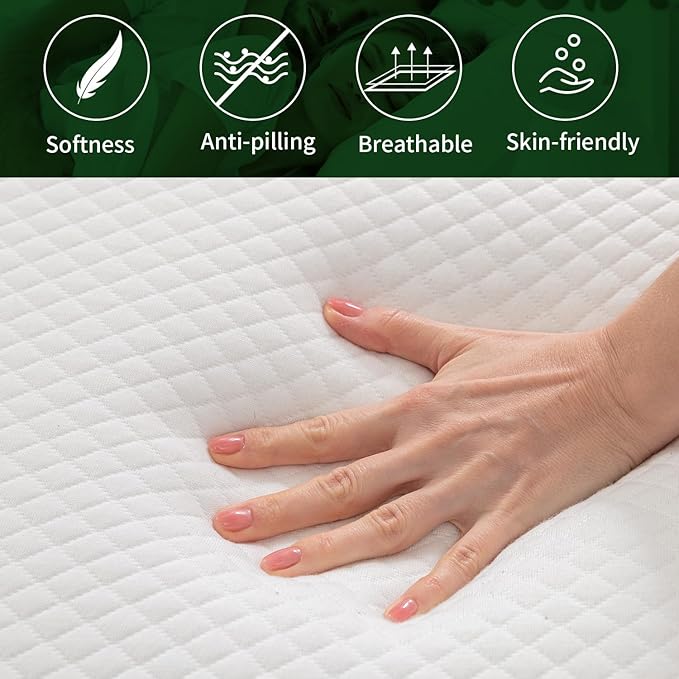 BestMassage | 14 Inch Twin Mattress | Gel Memory Foam | Medium Firm Feel | White | Bed in a Box, CertiPUR-US Certified | Pressure Relief, Cooling Ventilated Foam | Breathable Knit Cover