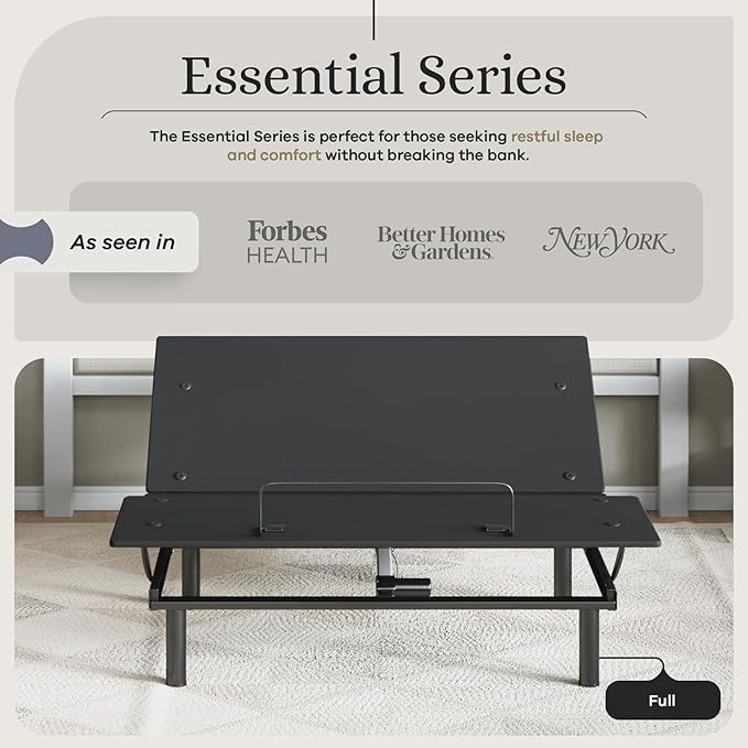 Sven and Son Essential Adjustable Bed Base (Frame Only), Easy Assembly, Head and Foot Lift, Memory Positions, Zero Gravity, Wireless Remote - Full