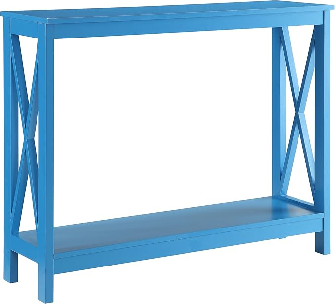 Convenience Concepts Oxford Console Table 39.5" - Sofa Table with Storage Shelf, Transitional Entryway Hall Table for Living Room and Bedroom, Display Foyer Table, Teal Blue