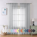 Aiyufeng Light Grey Sheer Window Curtains 84 Inches Long 2 PCS- Rod Pocket Living Room Curtain Panels Voile Textured Soft and Lightweight Window Treatments for Bedroom Decor, 40W x 84L Inches