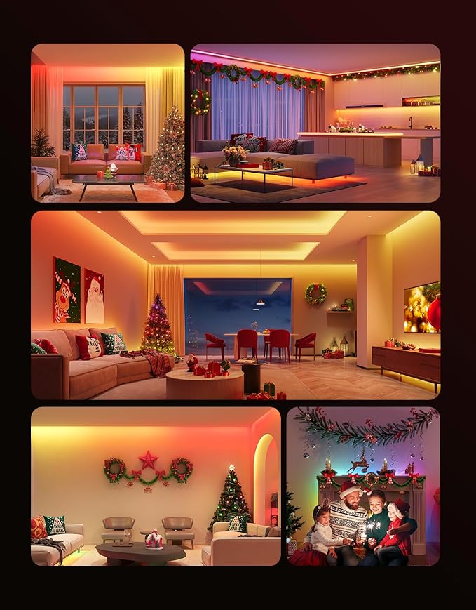 Govee 65.6ft RGBIC LED Strip Lights, Color Changing LED Strips, App Control via Bluetooth, Smart Segmented Control, Multiple Scenes, Enhanced Music Sync LED Lights for Bedroom, Home Decor (2 X 32.8ft)