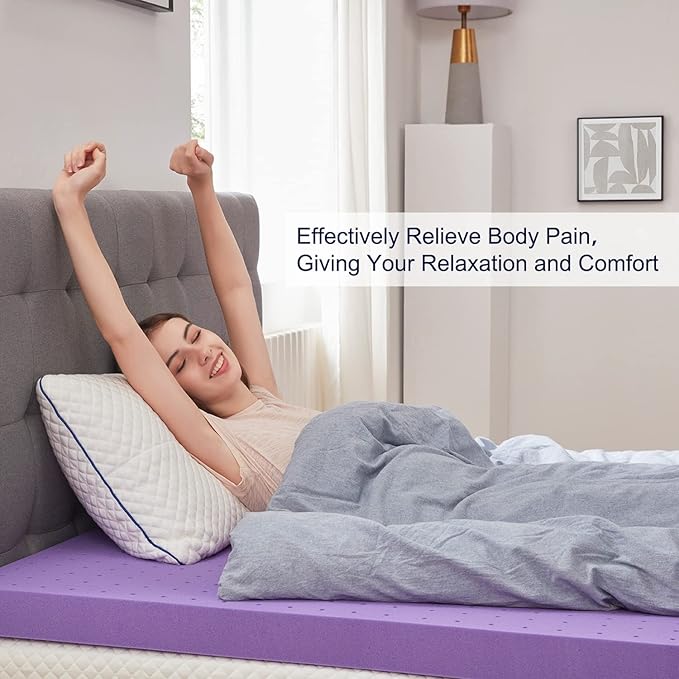 SINWEEK 4 Inch Gel Memory Foam Mattress Topper Ventilated Soft Mattress Pad, Bed Topper, CertiPUR-US Certified, Twin XL Size