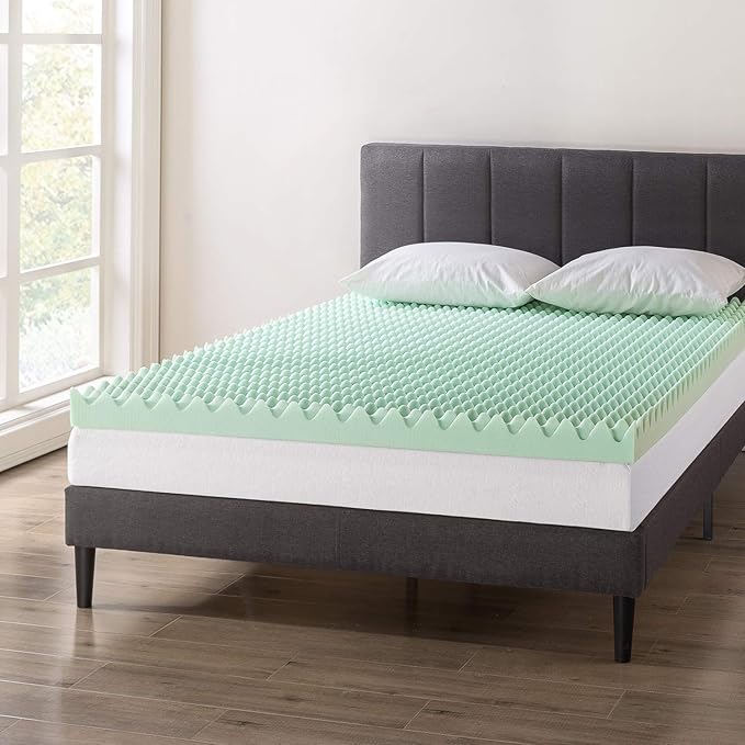 Best Price Mattress 4 Inch Egg Crate Memory Foam Mattress Topper with Calming Aloe Infusion, CertiPUR-US Certified, King