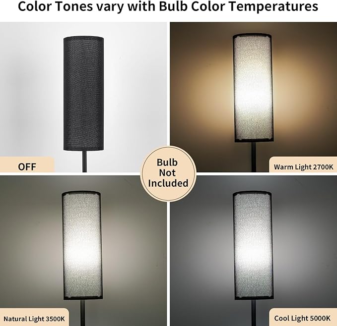 FRIDEKO HOME Floor Lamp with Black Shade, Simple Design with Foot Pedal Switch, Small Tall Lamps for Living Room Bedroom Office, Corner Floor Stand Light with Black Pole Lamp (No Bulb/No Remote)