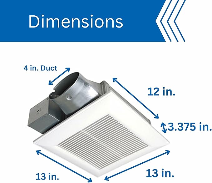 Panasonic WhisperValue Ceiling/Wall Mount Bathroom Exhaust Fan, 50-80-100 CFM, FV-0510VS1