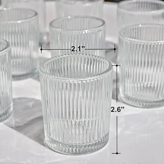 VOHO 24pcs Clear Candle Holder Wedding Centerpieces for Tables, Votive Candle Holders for Votive & Tea Lights Candles, Clear Glass Tealight Candle Holder for Halloween
