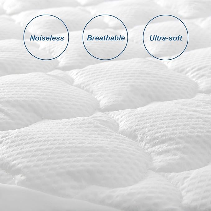 Twin Air Mattress Pad Sheets Cover, Air Mattress Topper Protector Plush Quilted, Soft Breathable and Noiseless Down Alternative Mattress Pad with Deep Pocket Fits Up to 16 inch Mattress