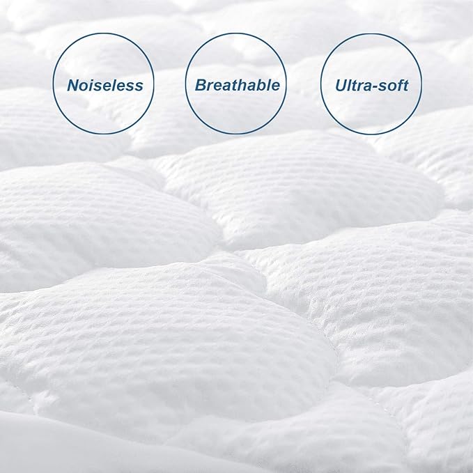 Air Mattress Cover Full Mattress Pad, Thick Quilted Mattress Topper Full, Super Soft Breathable and Noiseless Down Alternative Fiber Pillow Top Mattress Pad (15-23'' Deep Pocket)