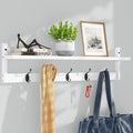 AMBIRD Wall Hooks with Shelf | Entryway Hanging Wood Coat Hooks | Wall-Mounted Rack with 5 Dual Hooks | Bathroom, Living Room, Bedroom (Modern).