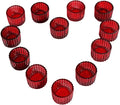 VOHO Red Candle Holders for Table Centerpiece, Tealight Candle Holder Set of 12 for Small Tealight Candles, Glass Votive Candle Holders for Her Valentine Christmas(2 x 1.4 Inch)