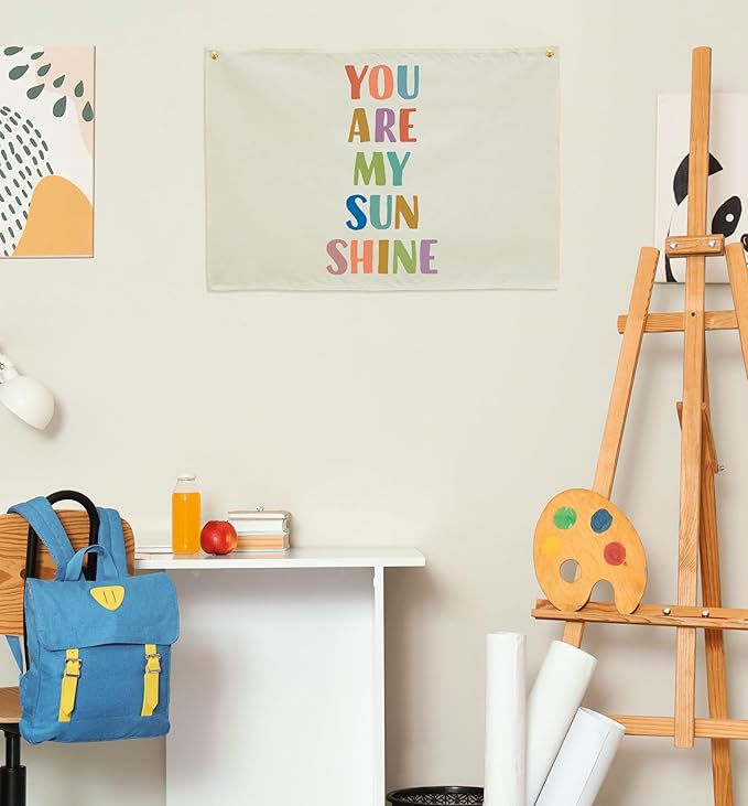 Boho Rectangular Banner Flag Wall Sign Decor Gift for Baby Girl Kids,Nursery Baby Room Above Crib Bedroom Living Room Wall Decor-You Are My Sun Shine-Baby,Shower Birthday Christmas Gift