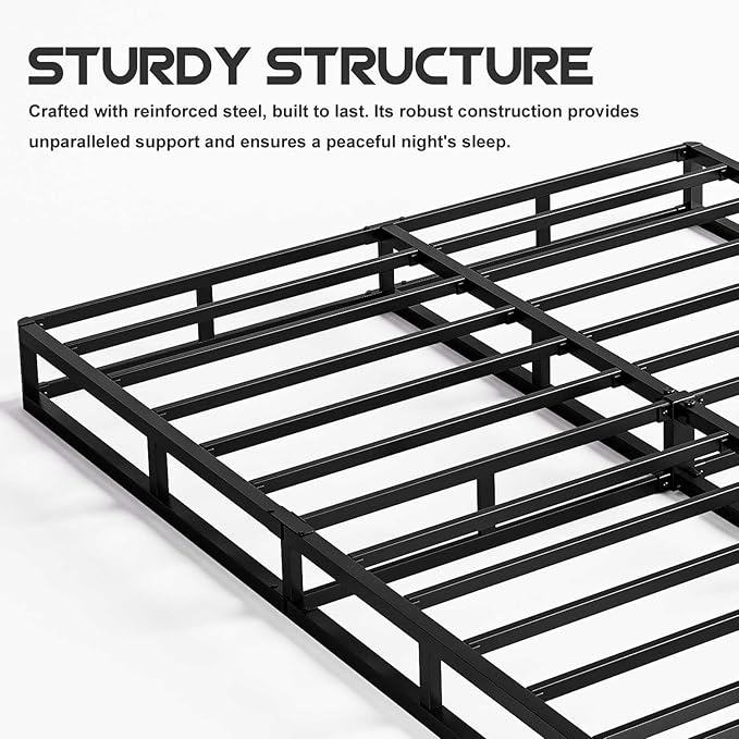 ZIYOO California King Box Spring and Cover, 9 Inch High Profile Easy Assembly,Mattress Foundation/Heavy Duty Metal Steel Structure/Quiet Noise-Free Accessory