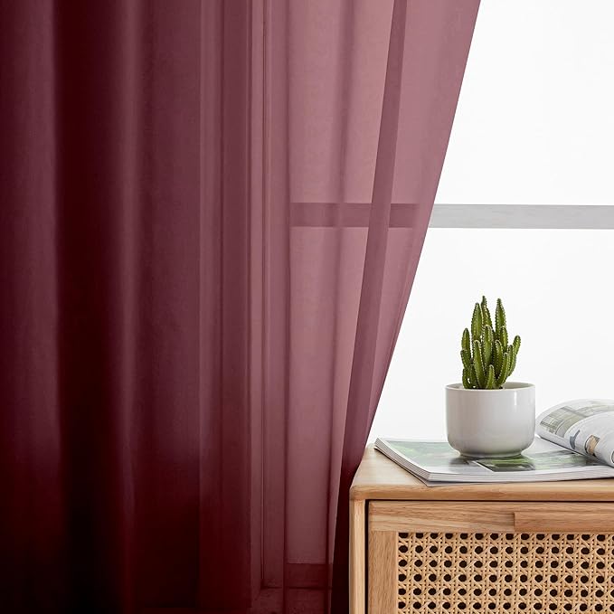 Aiyufeng Short Sheer Black Curtains for Living Room 45 inch Length 2 Panels Set, Semitransparent Balance Privacy & Light Vertical Farmhouse Sheer Drapes for Bedroom, W40 x L45