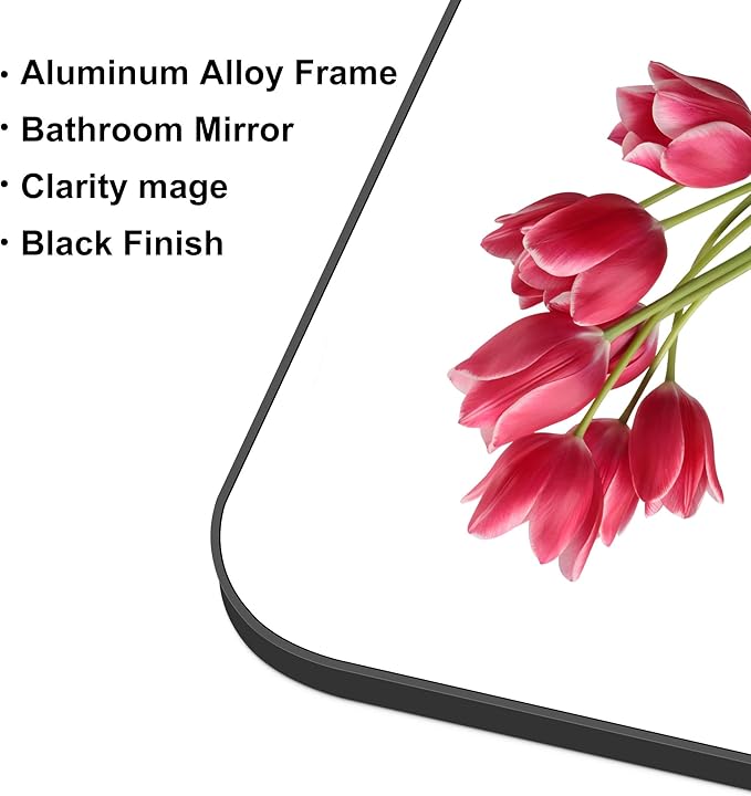 72" x 30"Bathroom Mirror, Matte Black Wall Mirror with Metal Frame, Decorative Rectangular Vanity Mirror for Bedroom Bathroom Living Room Entryway (Horizontal/Vertical)