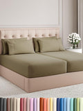 Split King 7 Piece Sheet Set - Comfy Breathable & Cooling - Ultra-Soft Hotel Luxury Bedding Set w/ 8-16 Inch Deep Pockets - 1 Flat & 2 Fitted Sheet & 4 Pillowcases - Wrinkle Free & Easy Care - Khaki