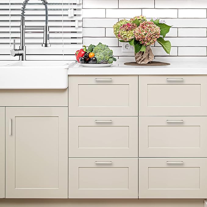 Ravinte 20 Pack 5 Inch Square Cabinet Handles - Satin Nickel Pulls, Brushed Nickel Drawer Pulls, Kitchen Hardware for Cabinets, Cupboards, Drawers