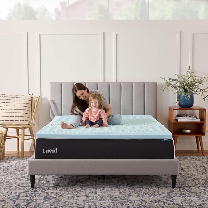 LUCID Gel Infused Memory Foam Mattress Topper – 2 Inch Mattress Topper – 5 Comfort Zones Relieve Pressure – CertiPUR-US Certified Foam - California King