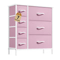 DWVO Dresser for Bedroom, 7 Drawers Fabric Dresser, Organizer Unit for Living Room, Hallway, Closets - Sturdy Steel Frame, Wooden Top & Easy Pull Fabric Bins, Pink