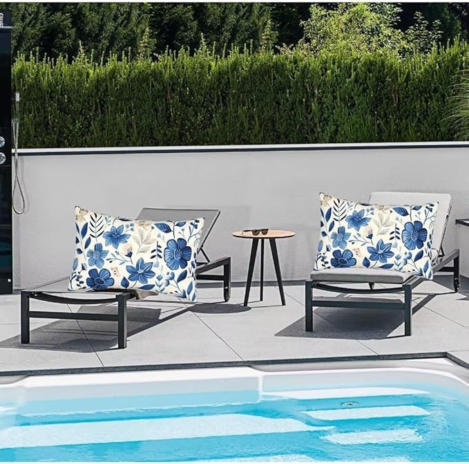 Outdoor Pillows Blue Pillow Covers 20x28 Inch Set of 2 Throw Pillow Covers, Scandinavian Throw Pillows, Lumbar Pillows Cushion Covers Decorative Pillow Covers for Couch Garden Patio Furniture J334