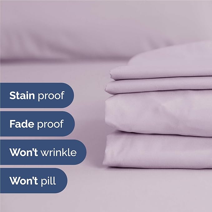 Full 6 Piece Sheet Set - Comfy Breathable & Cooling - Soft Hotel Luxury Bedding Set with 8-16 Inch Deep Pockets - 1 Flat & 1 Fitted Sheet & 4 Pillowcases - Wrinkle Free & Easy Care - Light Lavender