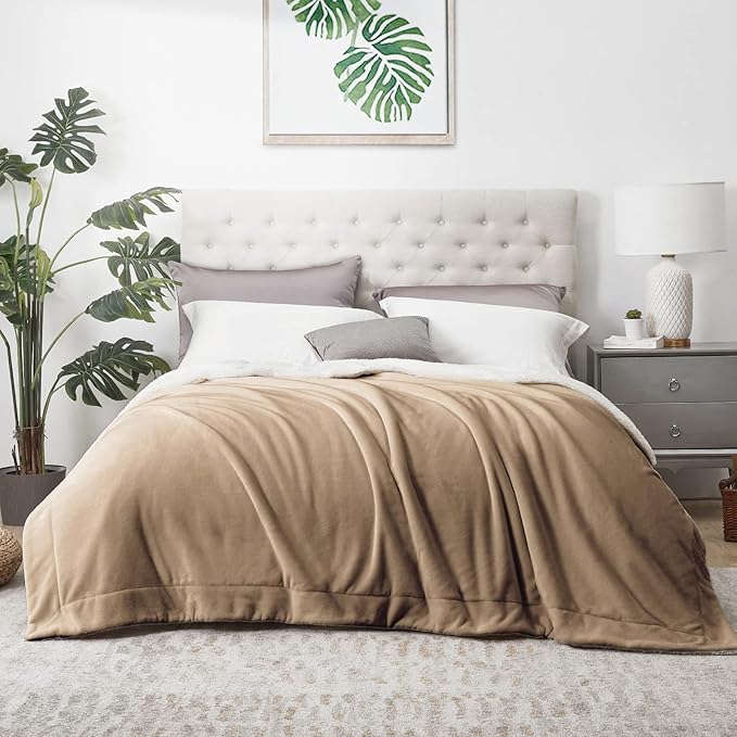 Walensee Sherpa Fleece Blanket (Twin Size 60”x80” Taupe tan) Plush Throw Fuzzy Super Soft Reversible Microfiber Flannel Blankets for Couch, Bed, Sofa Ultra Luxurious Warm and Cozy for All Seasons