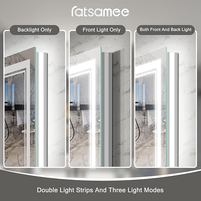 30x30 Inch Led Mirror for Bathroom with Front Light and Backlit, Dimmable Anti Fog Wall Bathroom Mirror with Led Lights, Water Proof, Decor Vanity Mirror