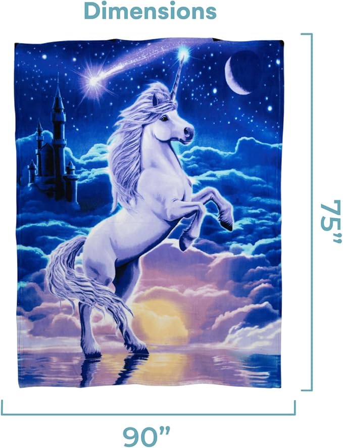 Dawhud Direct Unicorn Throw Blanket - 50x60 Inches Soft Plush Unicorn Fleece Blanket for Girls and Boys - Cozy Unicorn Kingdom Plush Throw for Bed or Couch - Thoughtful Gift for Kids and Adults