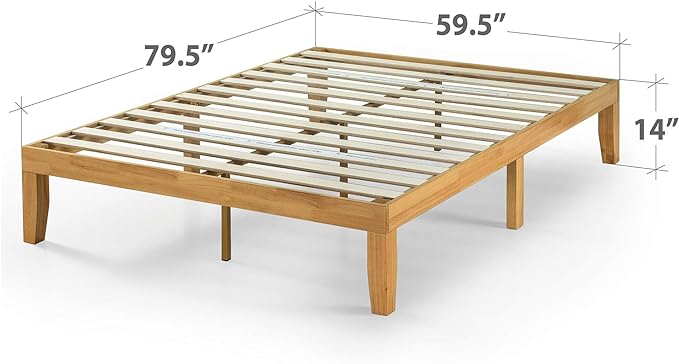 ZINUS Moiz Wood Platform Bed Frame, Wood Slat Support, No Box Spring Needed, Easy Assembly, Natural, Queen
