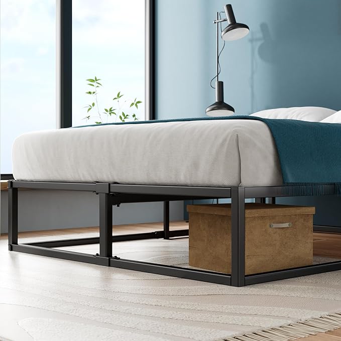 Zinus Joseph 14 Inch Platform Bed Frame, Wood Slat Support, No Box Spring Needed, Eco Friendly WonderBox(TM) Packaging, Easy Assembly, Black, Queen