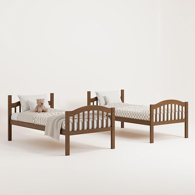 Storkcraft Long Horn Twin-Over-Twin Bunk Bed (Hazelnut)- GREENGUARD Gold Certified, Converts to 2 Individual Twin Beds
