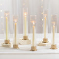 NUPTIO Candlestick Holder with Fluted Hurricane: Set of 6 Metal Candle Holders with Glass Cylinders - Gold Taper Candleholders for Birthday Valentine Wedding Table Centerpiece Outdoor Decor