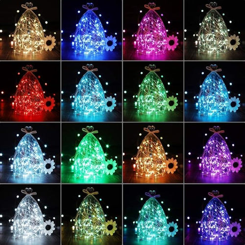 24 Colors Changing Fairy String Lights USB Powered with Remote Control, 33ft 100 RGB LED Bright Silver Wire Firefly Lights for Christmas Tree Wedding Party Indoor Garden Patio Holiday Outdoor Décor